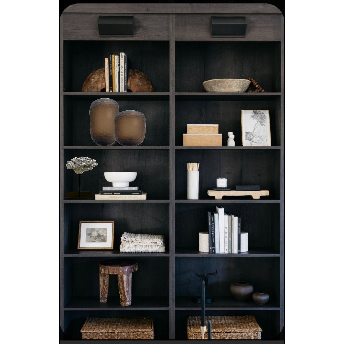 Coral collectie met metalen standaard ( champagnekleur)