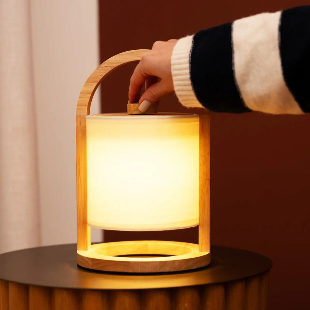 River Light Bruine Houten Oplaadbare Lamp – Dimbaar & Snoerloos Licht
