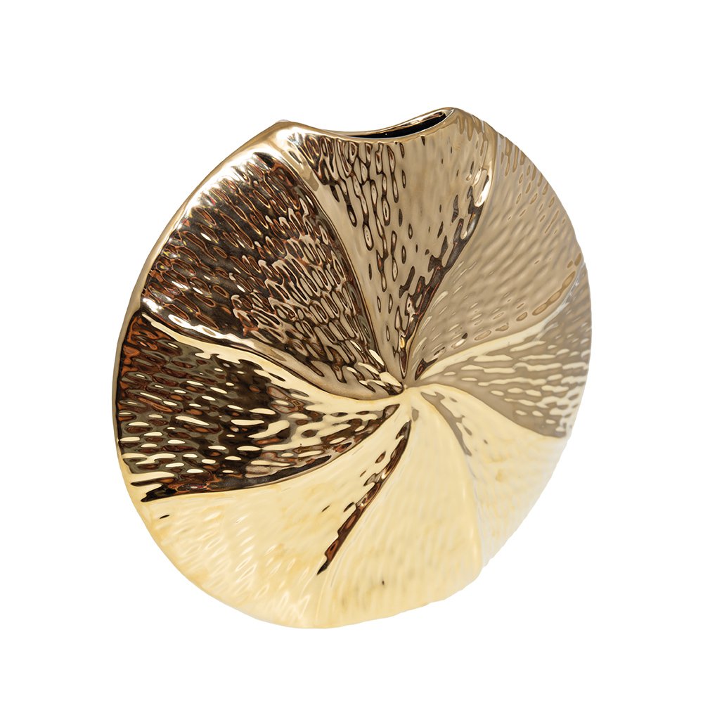 Gouden spiraalvaas in keramiek 28,5x6.5x26cm