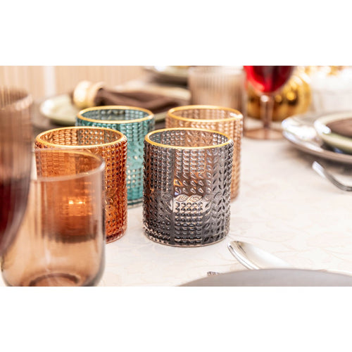 4 -Color kandelaars met gouden randen 8x8x9cm - veel 4