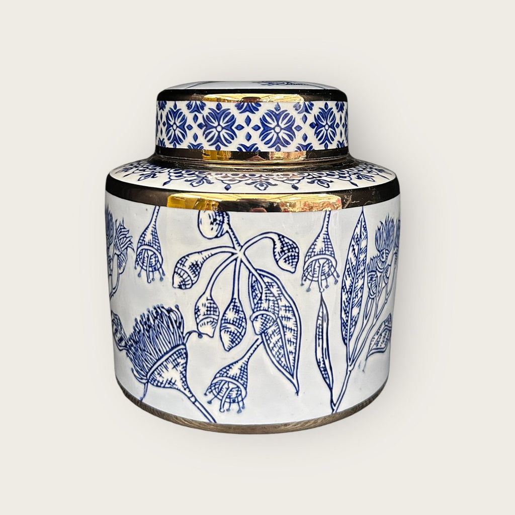 Blauw-witte porseleinen bloemenvaas (voor keuken thuis)