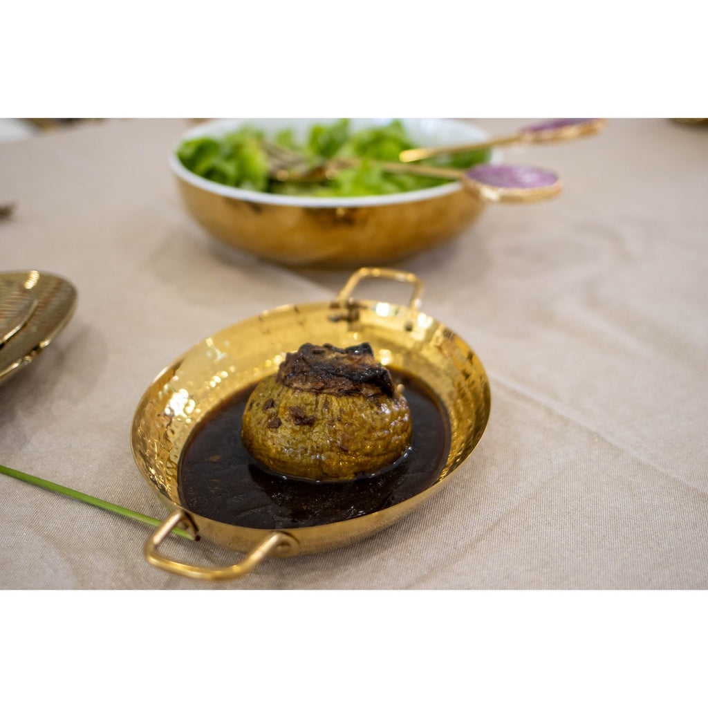 Gouden ovale steelpan 25x18,5x4cm