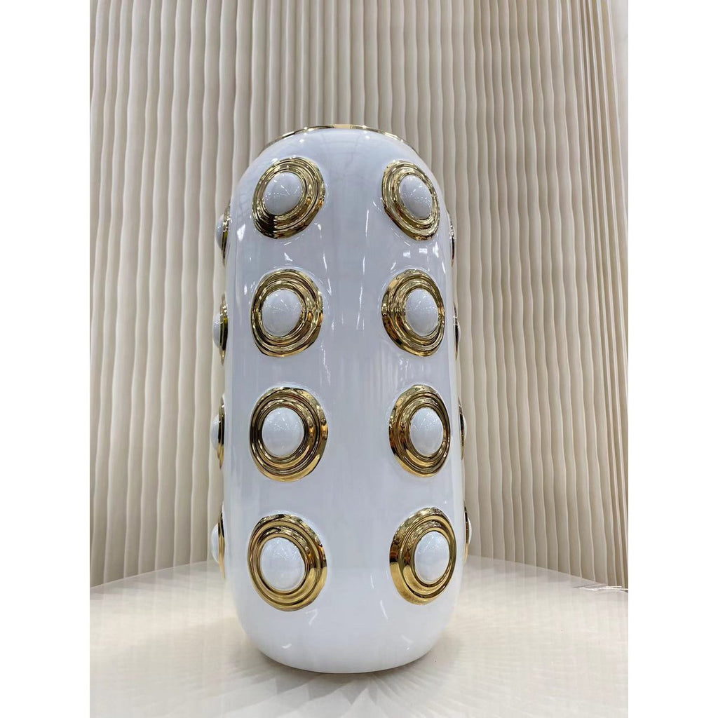 Gouden vaas met 4 cirkels (CV11617-14WIT)