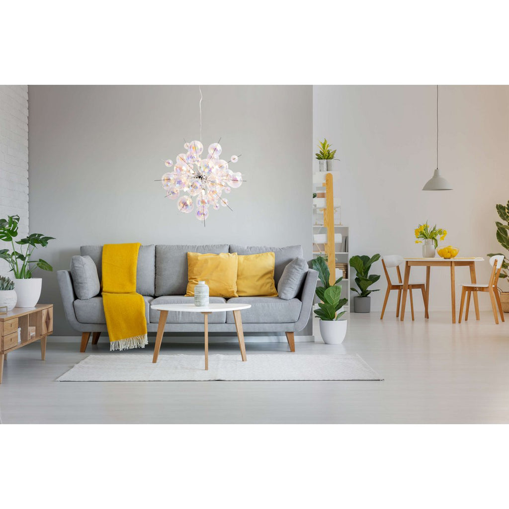 Hanger lamp "explosie" gemaakt van metaal- en irisglas, G9 -frames, hangende lamp voor eetkamer, woonkamer, hal of kantoor, Øca. 65 cm