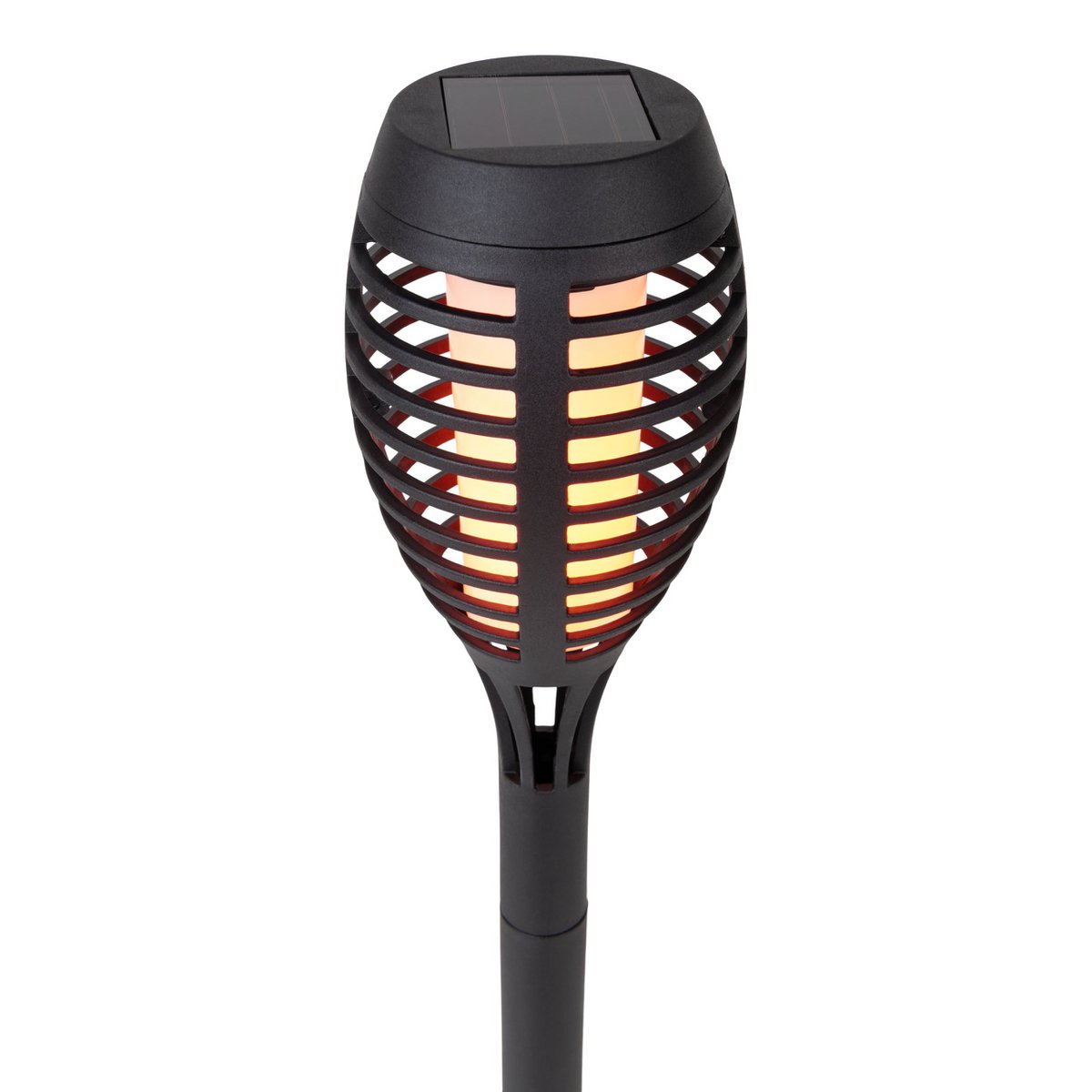 5 Set LED -aarde spies "Torch" 45 cm gemaakt van grijs plastic, met geïntegreerd LED, zonnelampje voor buiten