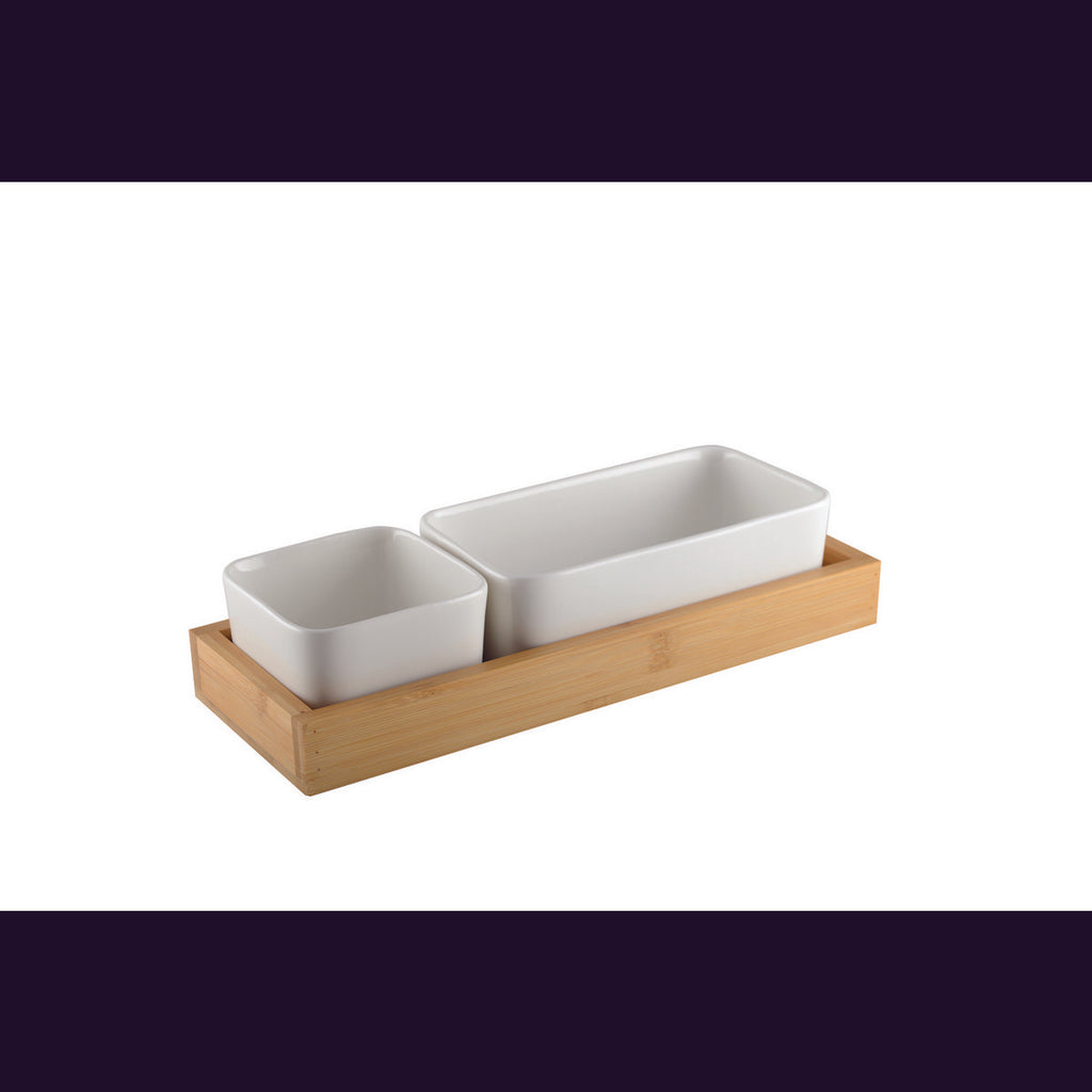 Aperitif Set 2 porselein en bamboobekers