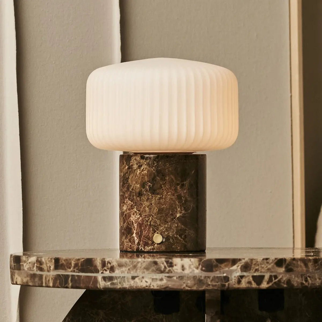 Renoir Brown / Emperador Dark - Marmeren oplaadbare tafellamp - Draadloos, USB -oplaadbaar en tot 100 uur verlichting