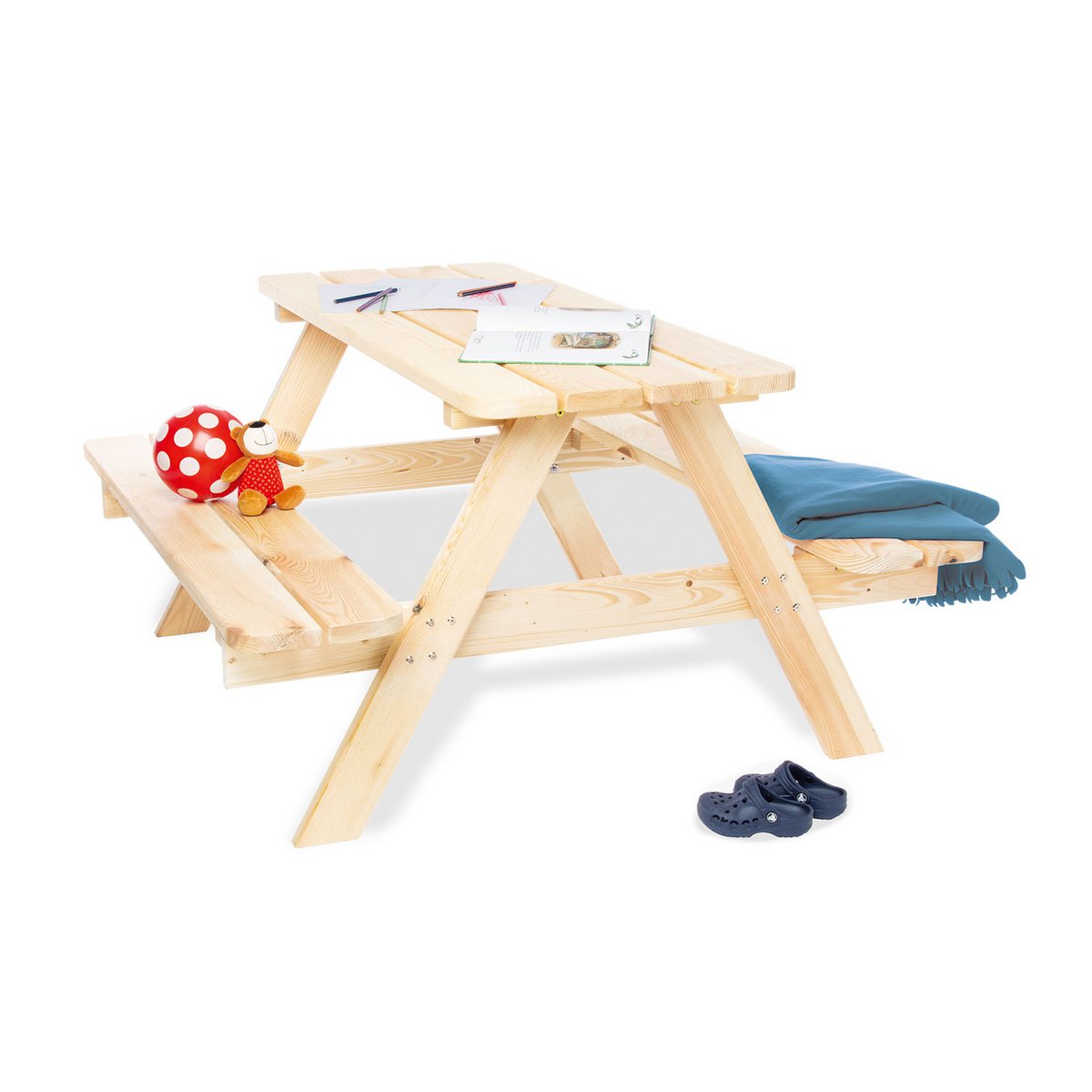 Kinderpicknickbank “Nicki Maxi voor 6”, naturel