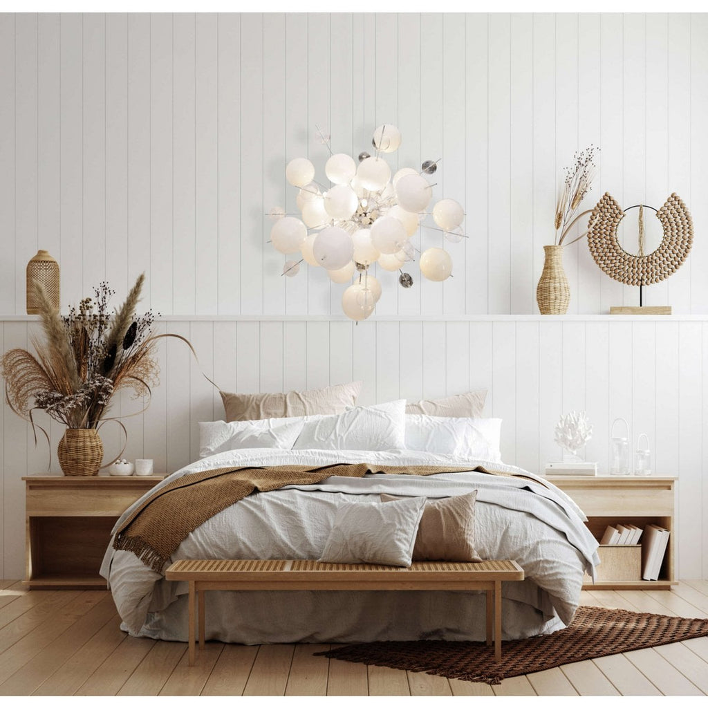 Hanger lamp "explosie" wit gemaakt van metaal en glas, G9 -versies, voor eetkamer, woonkamer, gang of kantoor, hangende lamp ØCA 65 cm