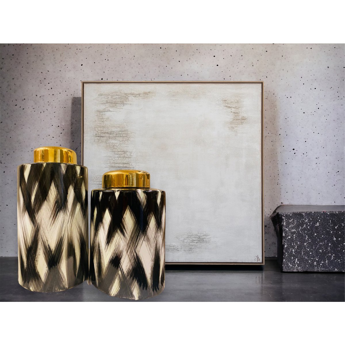 Keramieken pot Zwart wit goud Groot formaat