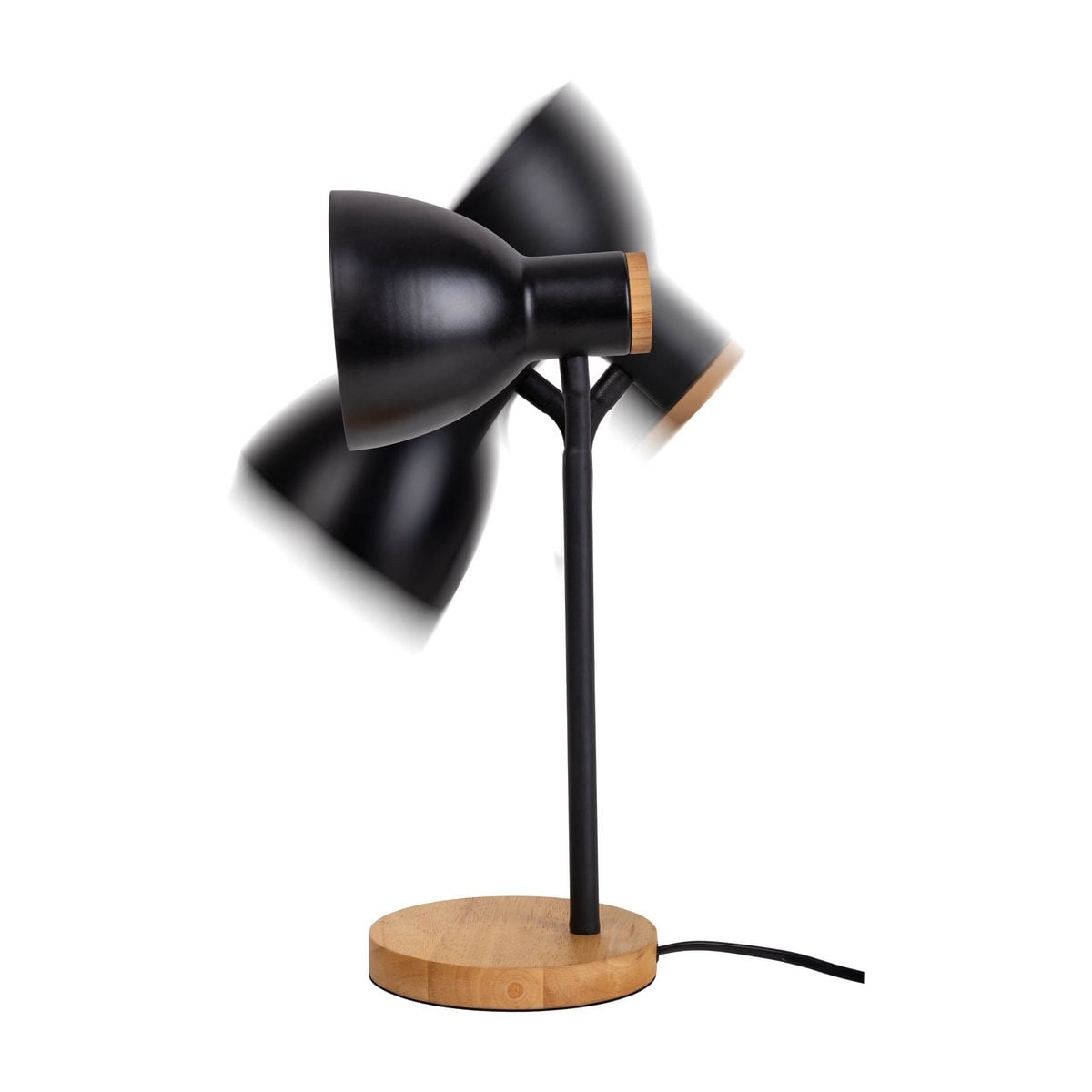 "Marie" bureaulamp gemaakt van metaal en hout, E14, zwart, 36,5 cm hoog