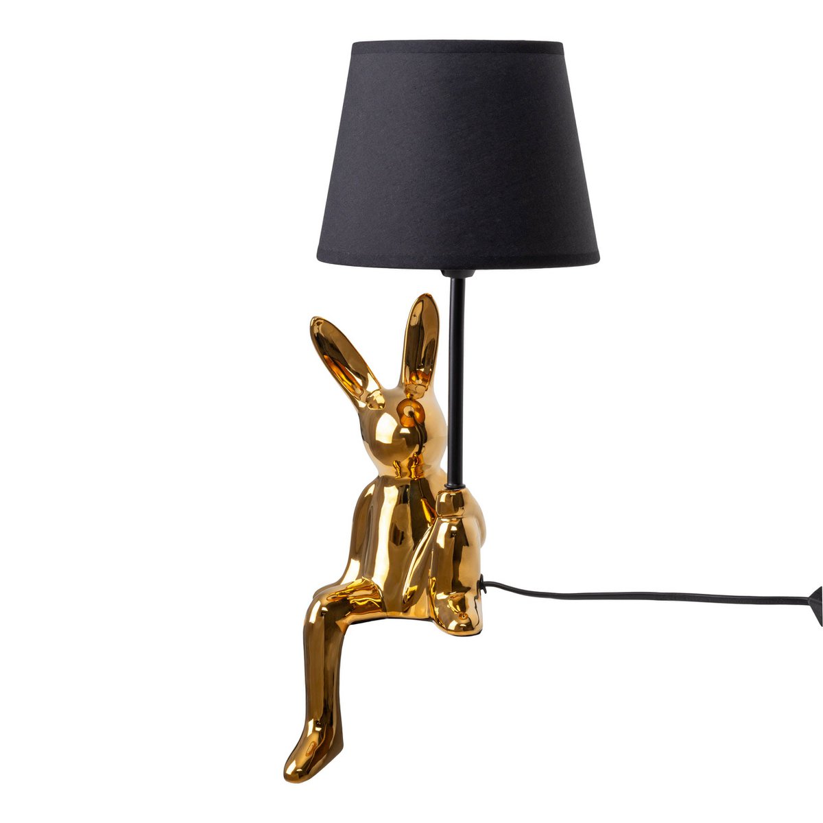 Liv · Houten tafellamp met linnen kap — zwart