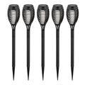 5 Set LED -aarde spies "Torch" 45 cm gemaakt van grijs plastic, met geïntegreerd LED, zonnelampje voor buiten