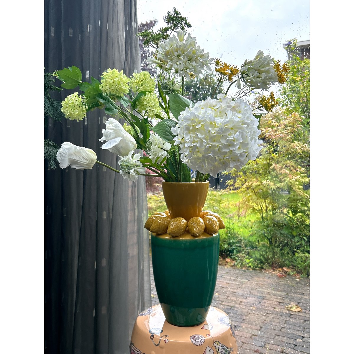 Handgemaakte citroensapvaas H: 37 cm