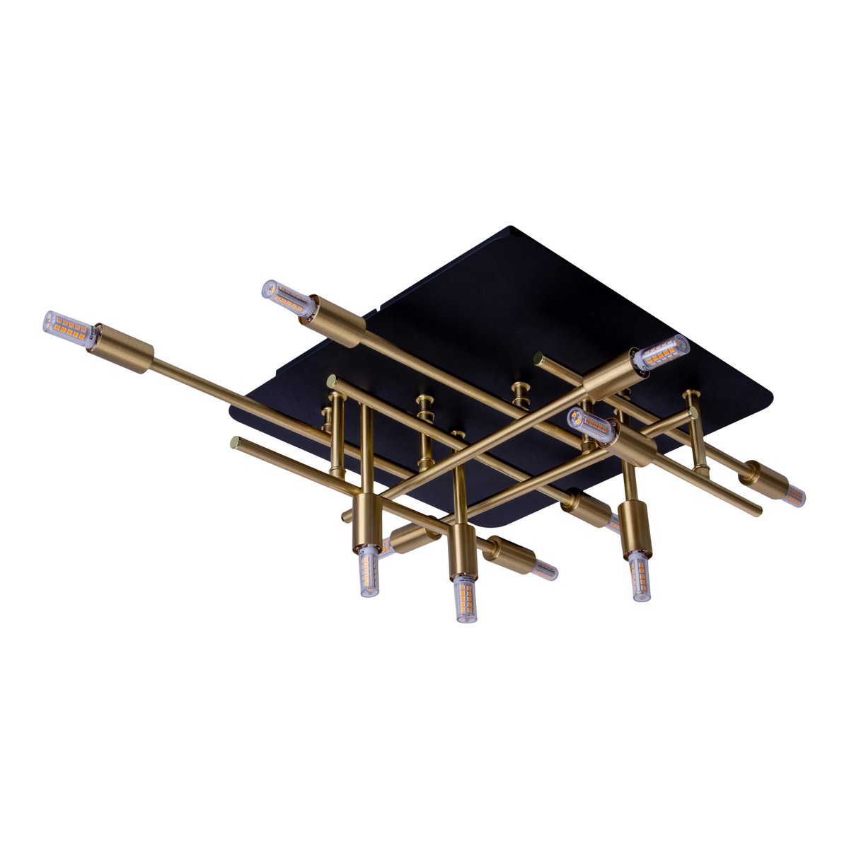 LED -plafondlamp "Ancona" met achtergrondverlichting gemaakt van metaal in zwart en messing, G9 -versies, lamp voor woonkamer, eetkamer, gang en kantoor, ca.