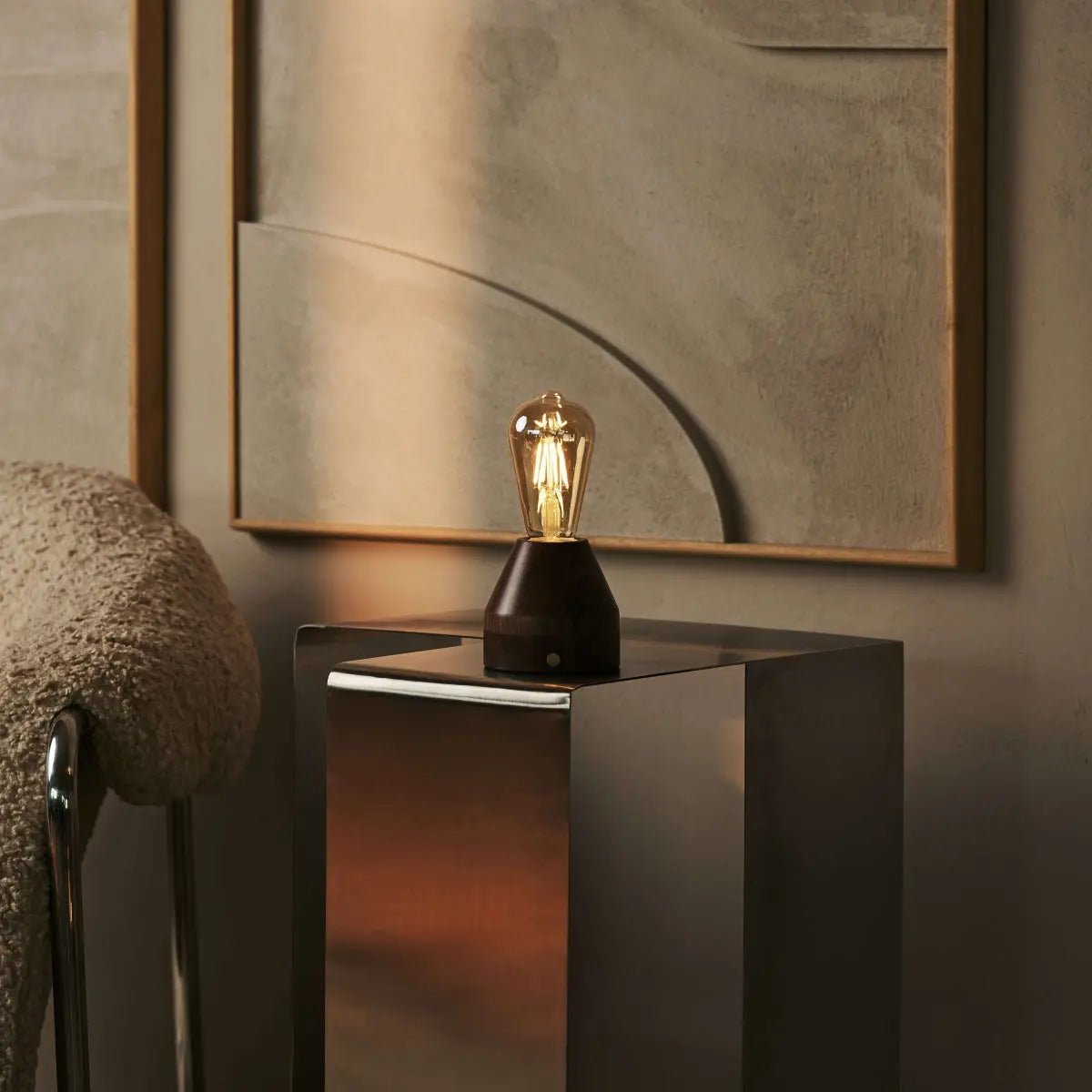 ZAVI WALNAUT Oplaadbare LED-tafellamp-Draadloos, dimpelbare, 100-uur batterij