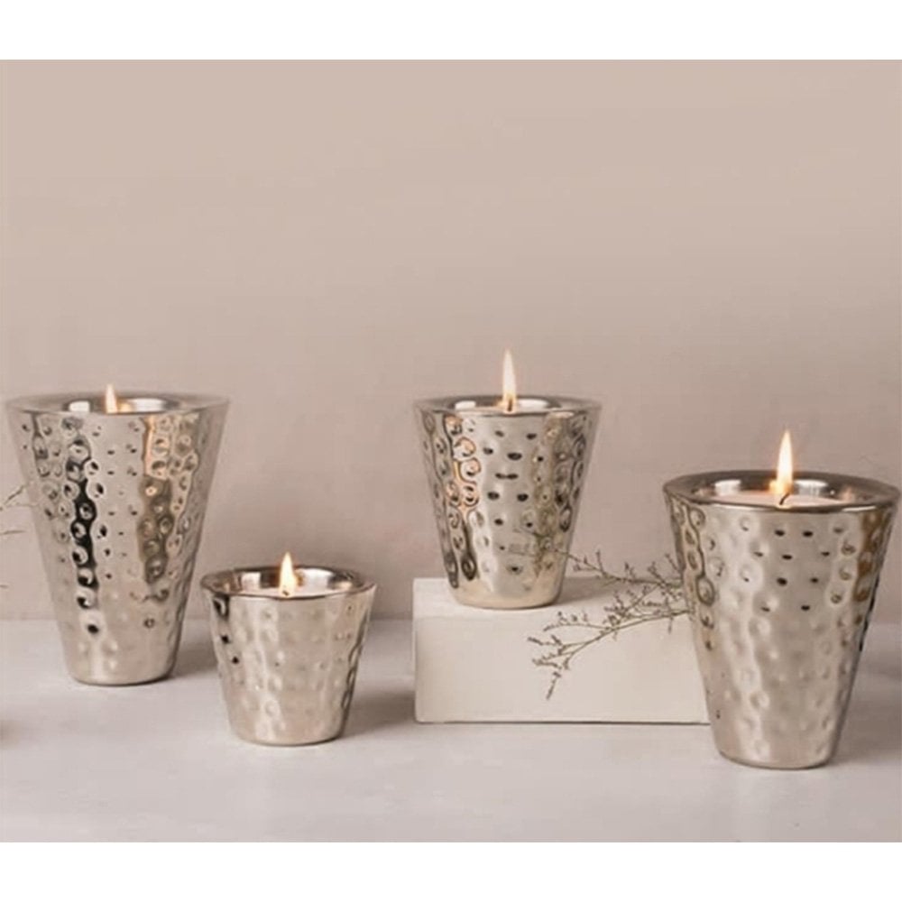 Groot model zilver gehamerd kaars