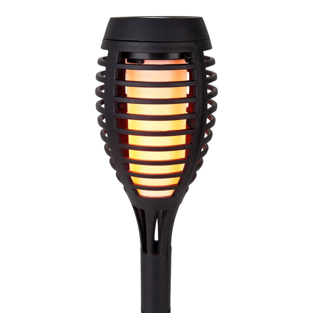 5 Set LED -aarde spies "Torch" 45 cm gemaakt van grijs plastic, met geïntegreerd LED, zonnelampje voor buiten