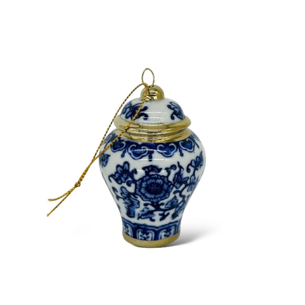 Blauw-wit porseleinen mini kersthanger