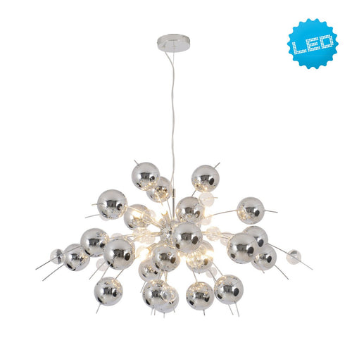 Liv · Glazen hanglamp — chroom