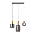 3 hanglamp "fumo", hanglamp gemaakt van metaal en glas in zwart, met E14 -aansluiting, voor eetkamer, woonkamer, gang of kantoor, hangende lamp 82 cm lang