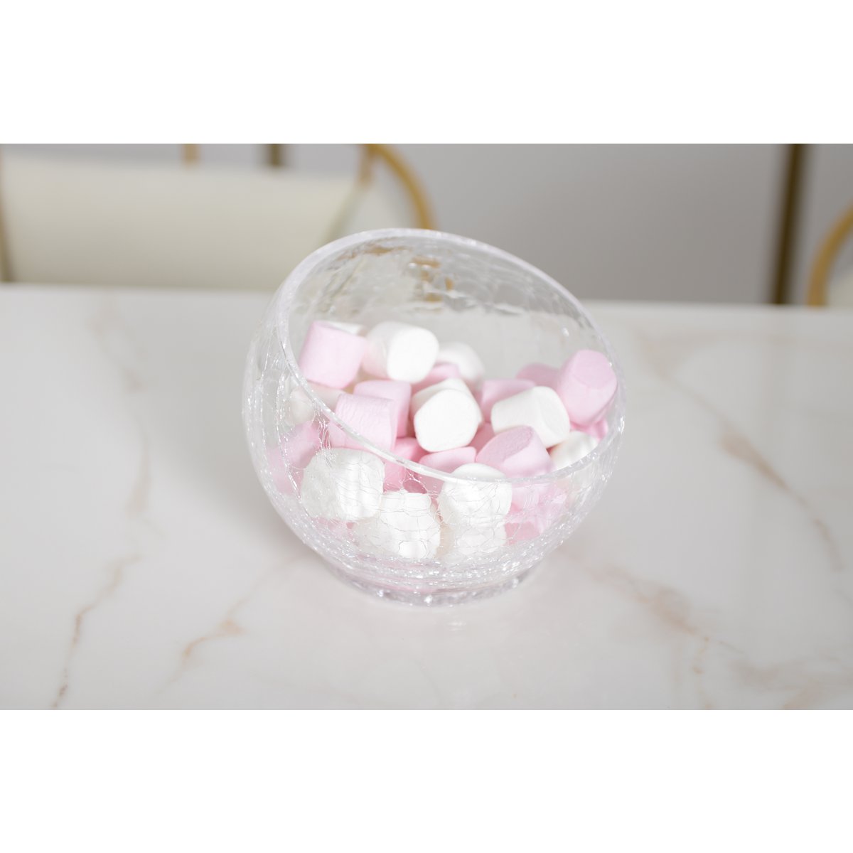 Glazen kom gebarsten effect klein model 15x15x13cm