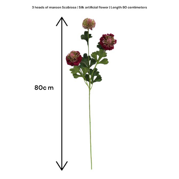 Scabiosa | Zijden kunstbloem | Lengte 80cm  2pcs wit