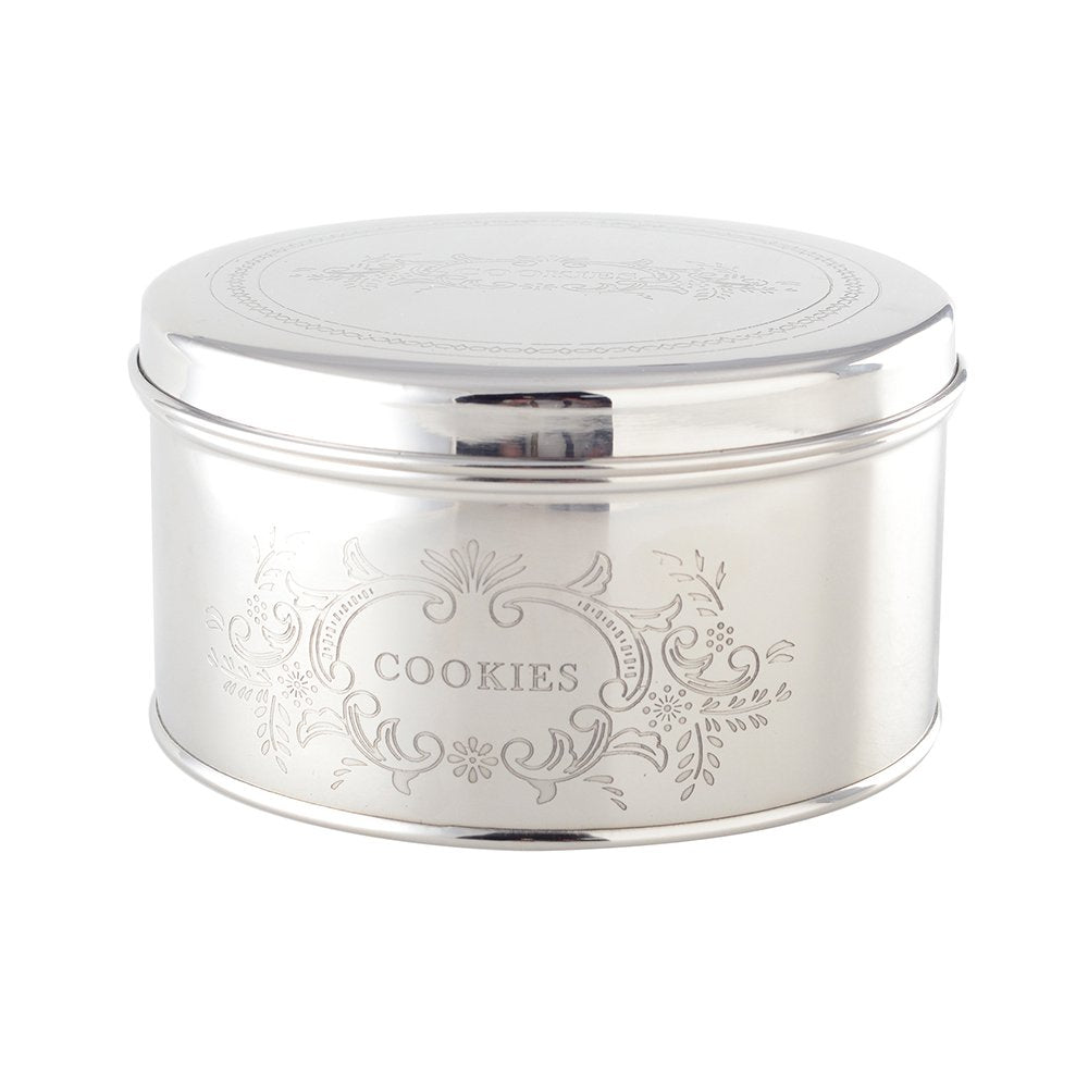 Silver Round Cookie Box 17x17x9cm