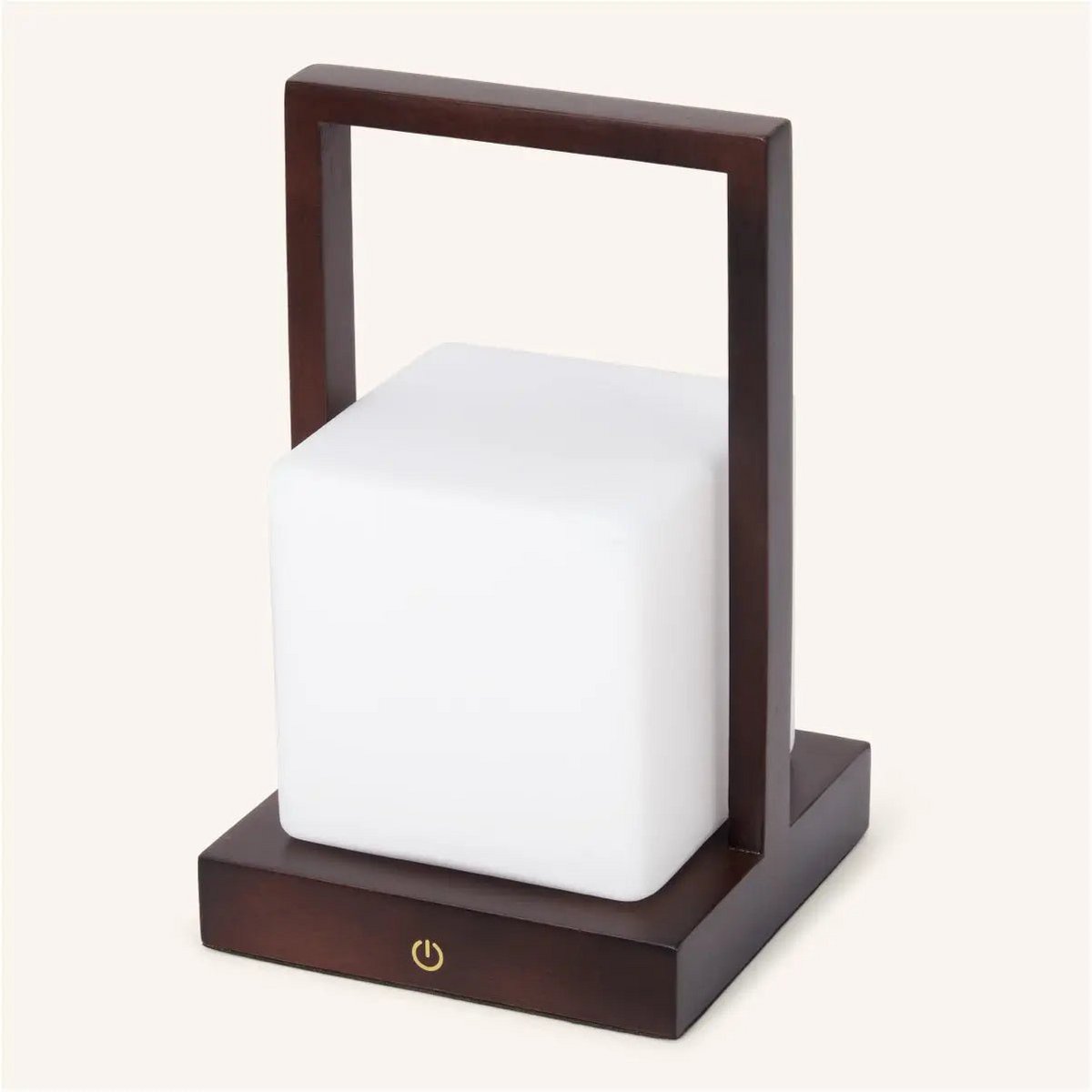 Noah donkerbruine houten oplaadbare tafellamp met glas en houten handgreep