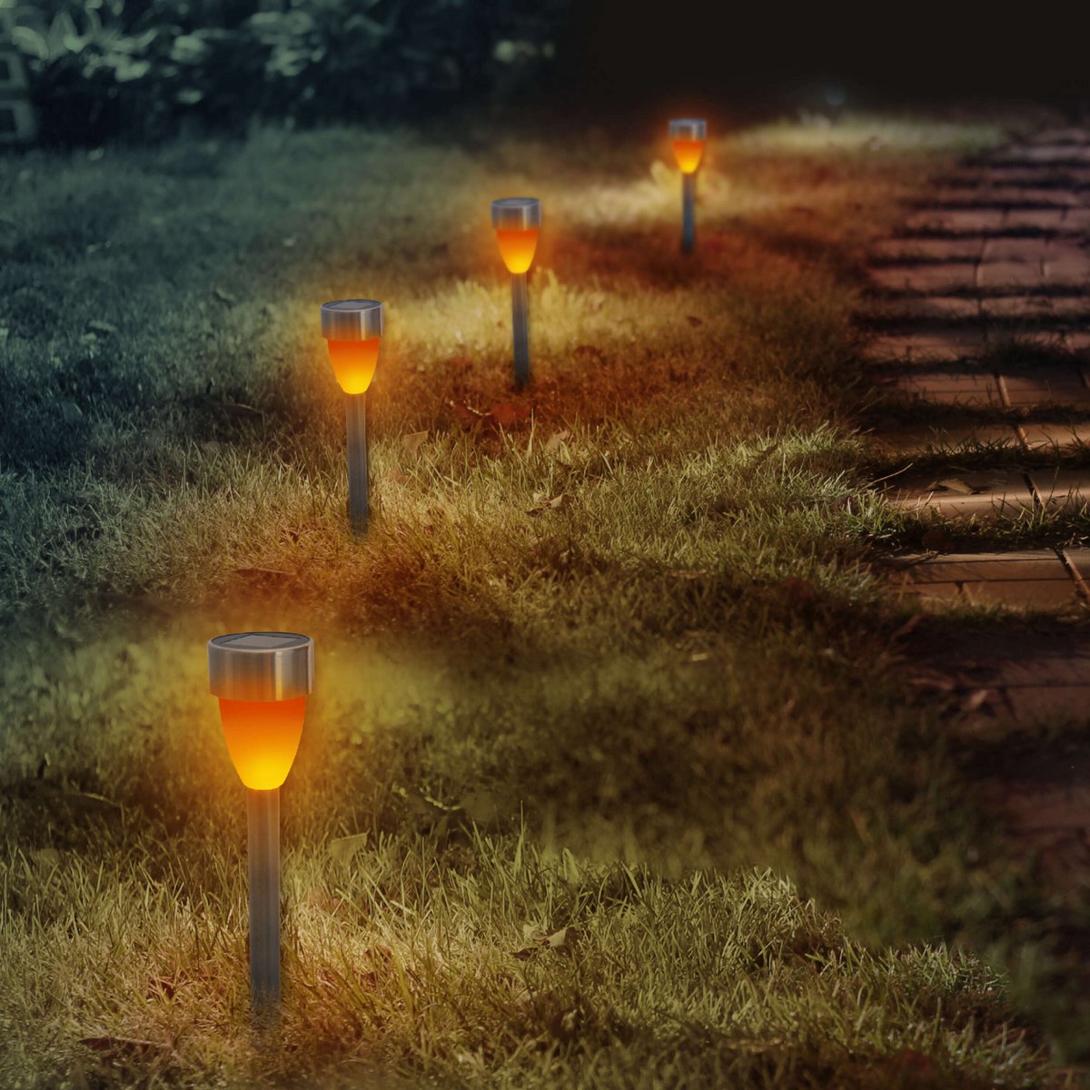 6 Set LED LED Solar Outer Light met aarde spies gemaakt van roestvrijstalen gekleurd metaal en plastic, met geïntegreerde LED