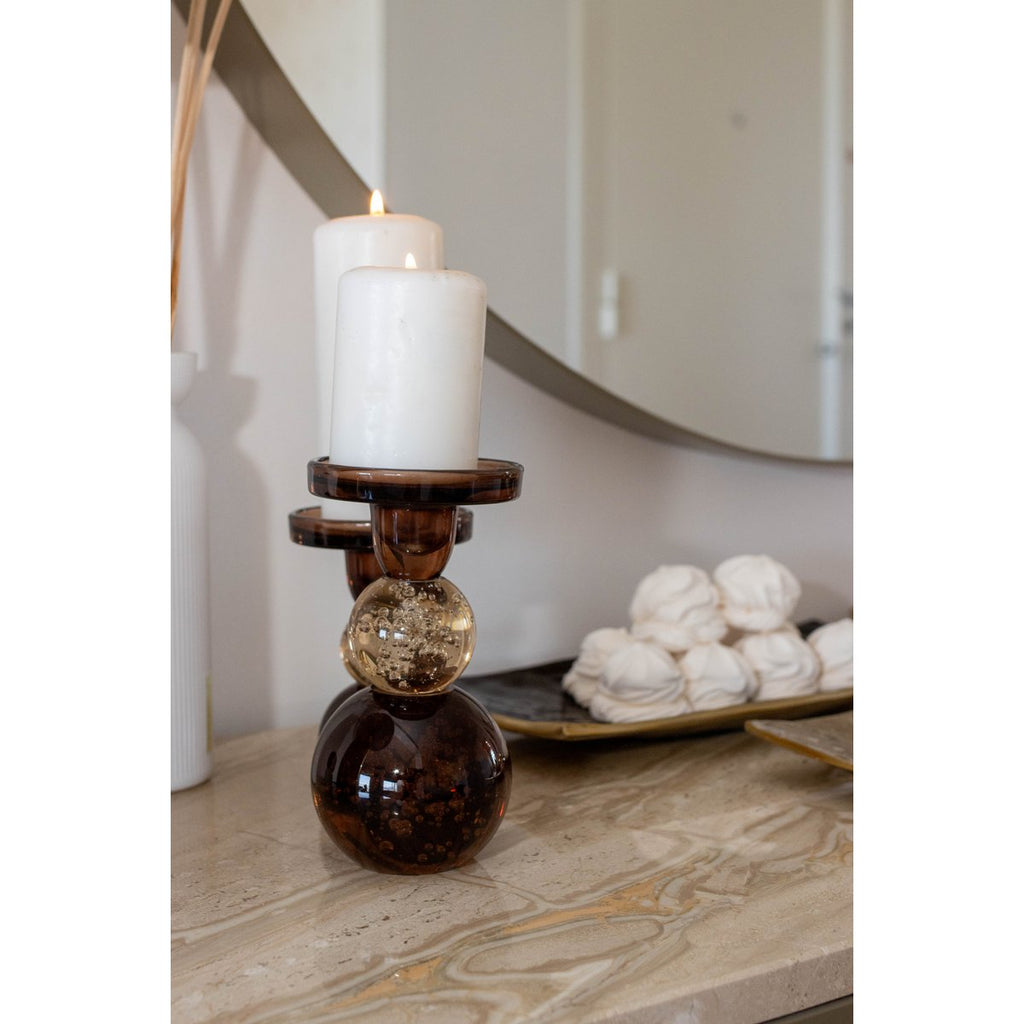 Moka en Amber Glass Bubbles 8.5x8.5x16cm