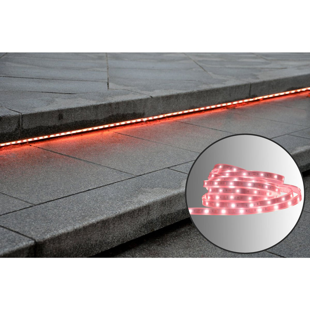 De LED "Stripe" buiten 1000 cm, 36 watt, warm wit, met kleurwisselaar, dimbaar, inclusief afstandsbediening en accessoires