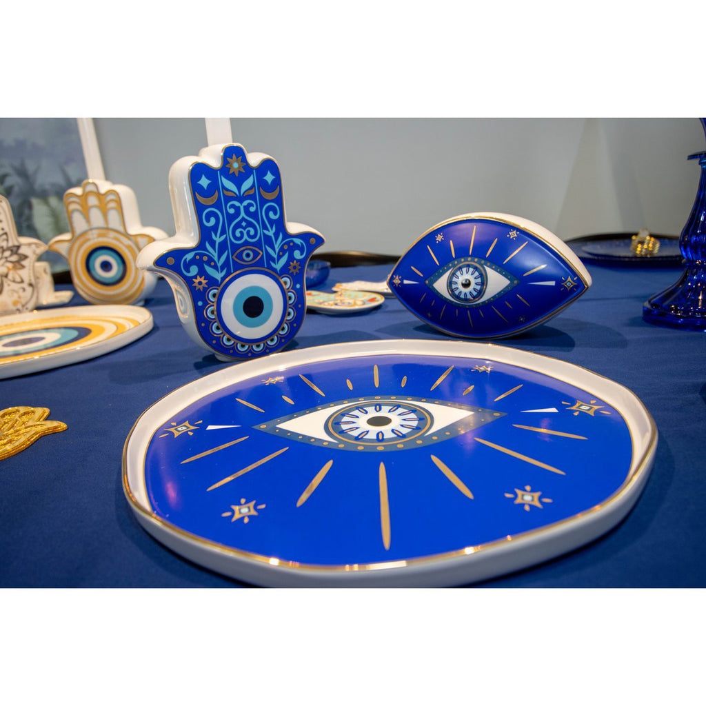 Donkerblauw decoratief oog 20x12x13,5 cm