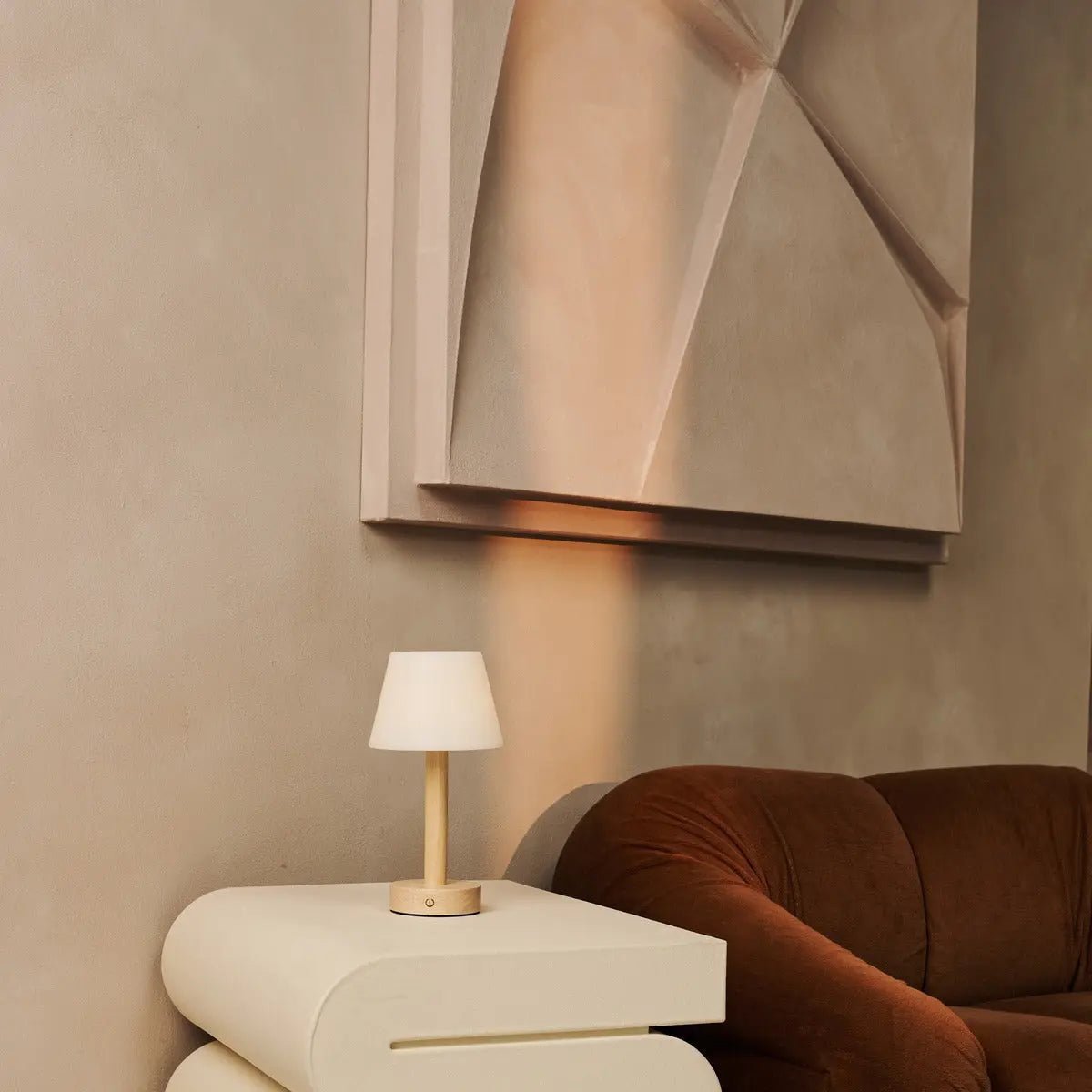 Zoë Lichtbruine Houten Oplaadbare Tafellamp | Dimbaar, USB-C, batterijduur van 80 uur