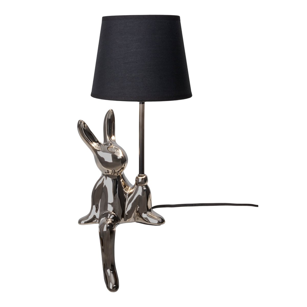 Liv · Houten tafellamp met linnen kap — zwart