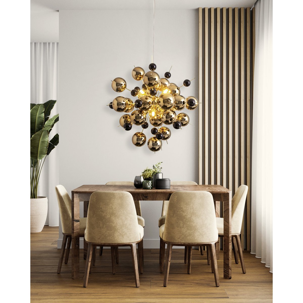 Hanger lamp "explosie" van metaal en glas, G9 -versies, hangende lamp voor eetkamer, woonkamer, gang of kantoor, Øca. 65 cm