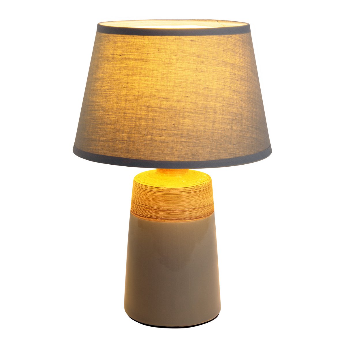 Liv · Houten tafellamp met linnen kap — grijs