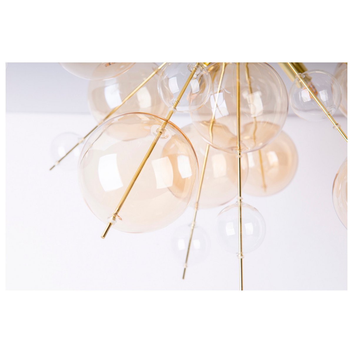 Plafondlamp "explosie" Amber gemaakt van metaal en glas, G9 -versies, plafondlamp voor eetkamer, woonkamer, gang of kantoor, Ø57 cm