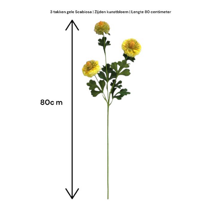 Scabiosa | Zijden kunstbloem | Lengte 80cm  2pcs wit