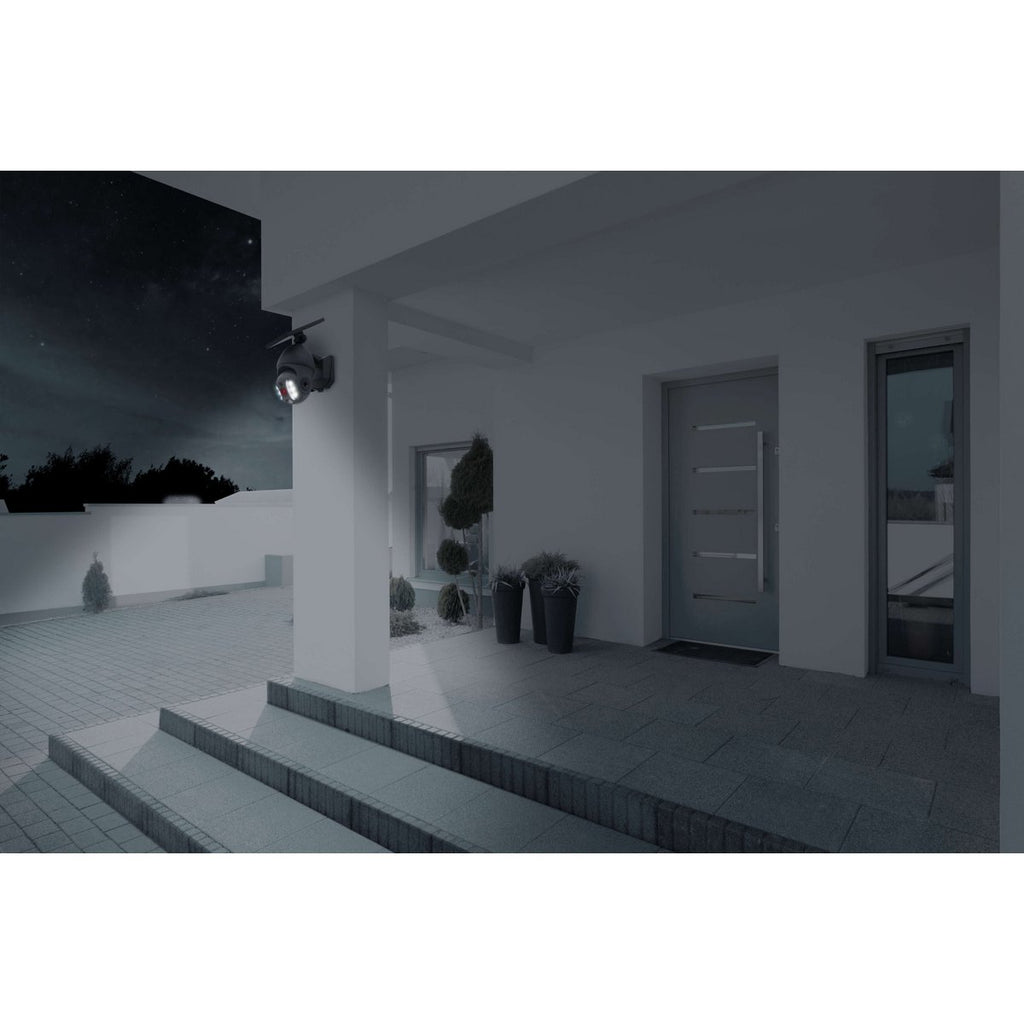 LED -zonne -buitenwandlamp "Moho" met bewegingsdetector en beveiligingscamera -vouw, wandlicht gemaakt van plastic in grijs, met geïntegreerde LED