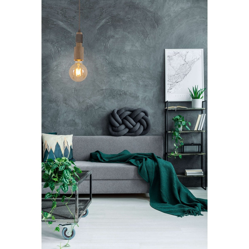 Liv · Houten plafondrosette met textielsnoer — natuur