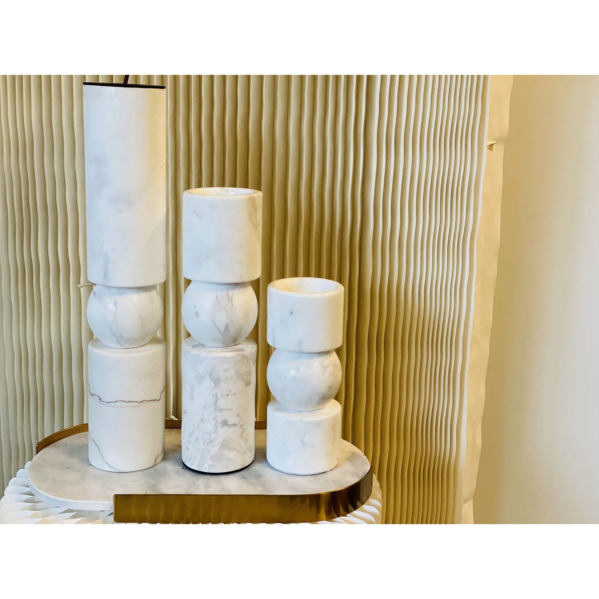 KANDELAAR | MARBLE | WHITE S H19.5cm*W8cm D 8cm