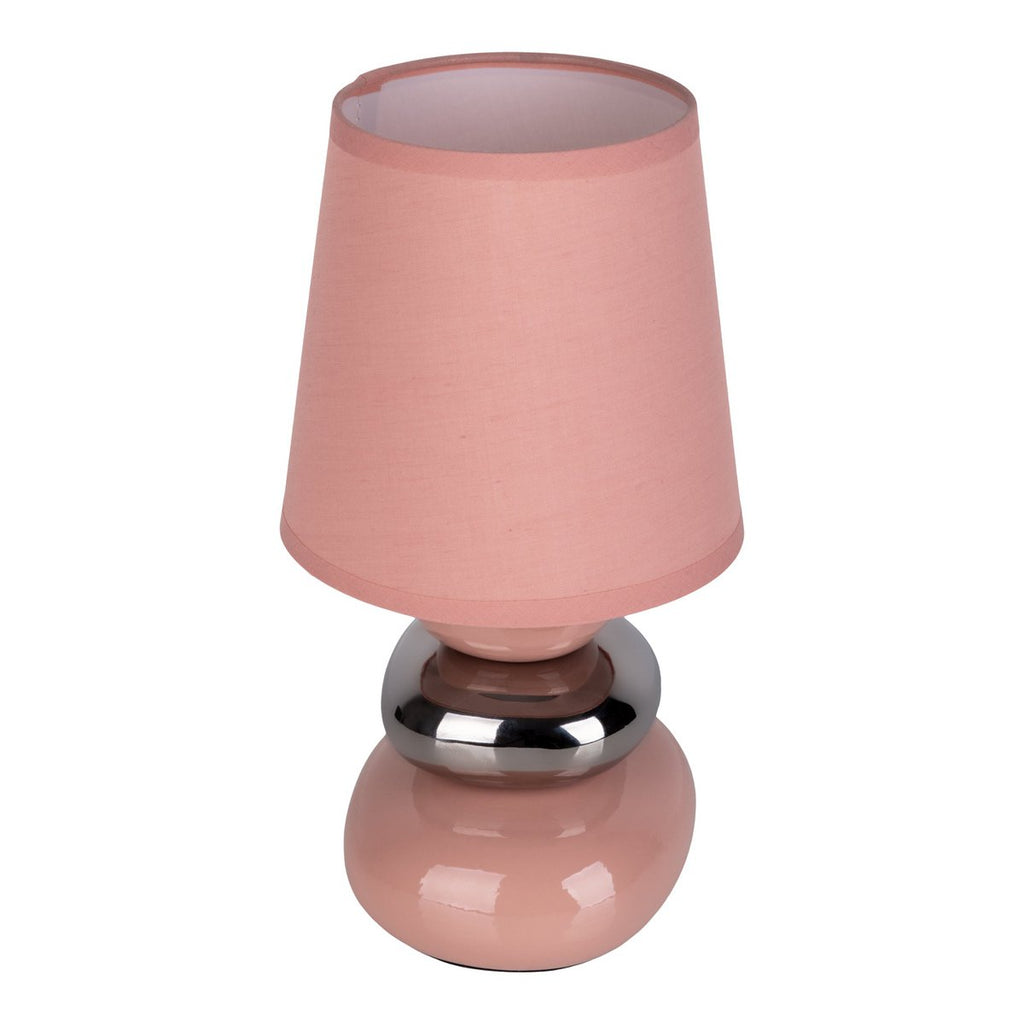 Liv · Houten tafellamp met linnen kap — roze