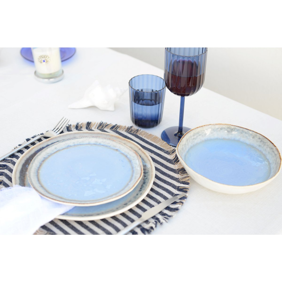Blue Porselein Dessert Plate 21.5x21.5x1.4cm