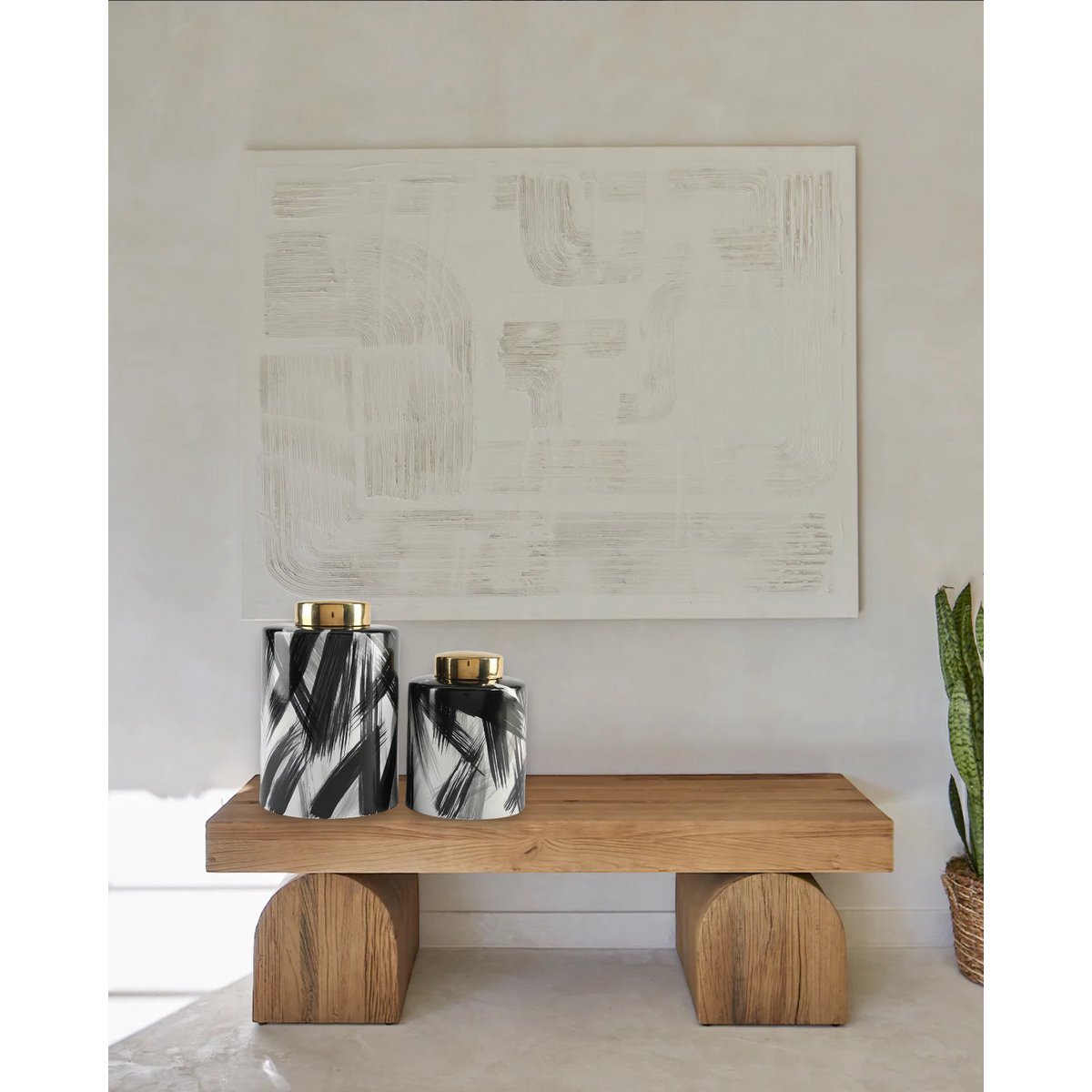 Keramieken pot Zwart wit goud Groot formaat