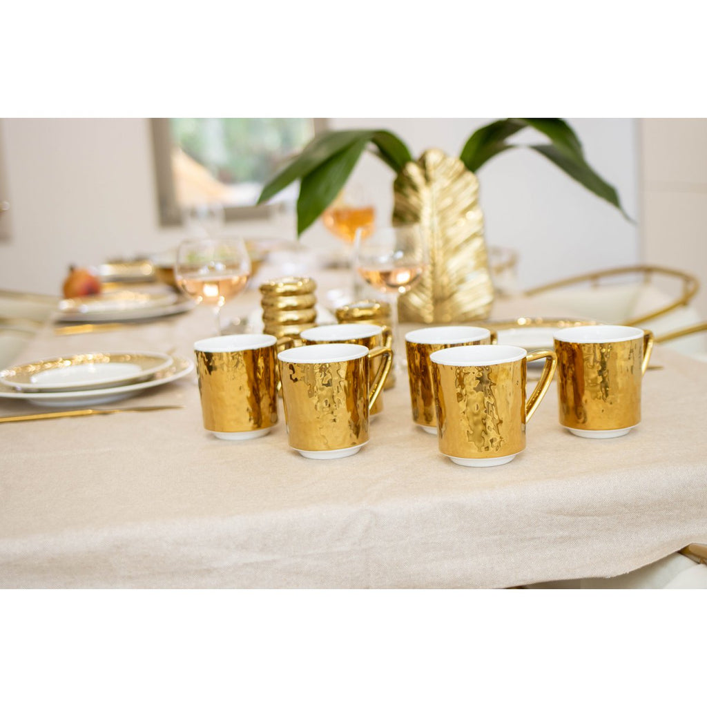 Witte en vergulde mok in porselein 340 ml