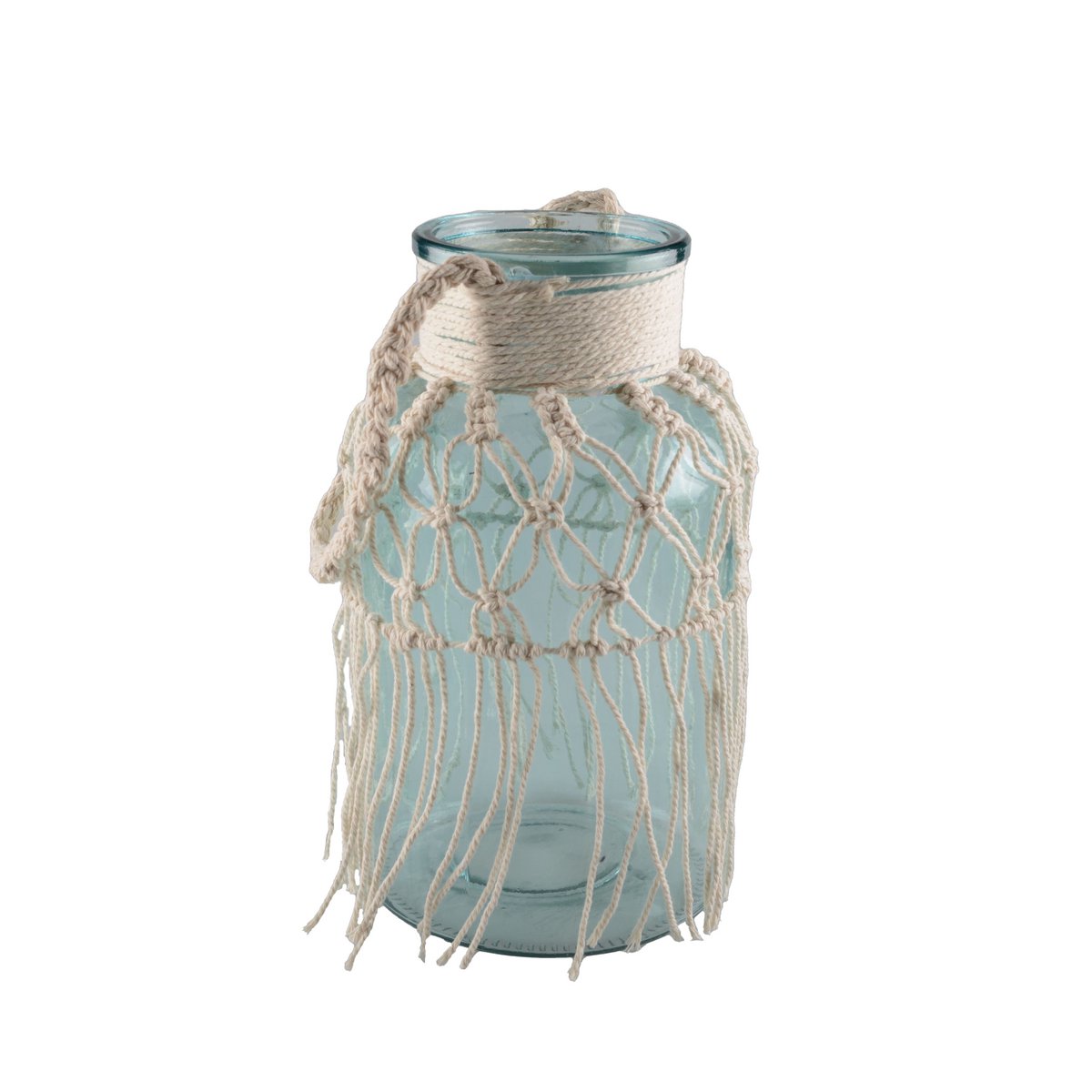 Macrame groen groen glazen vaas h.26 cm