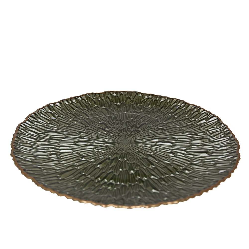 Groene serviceplaat met 33 cm vergulde rand