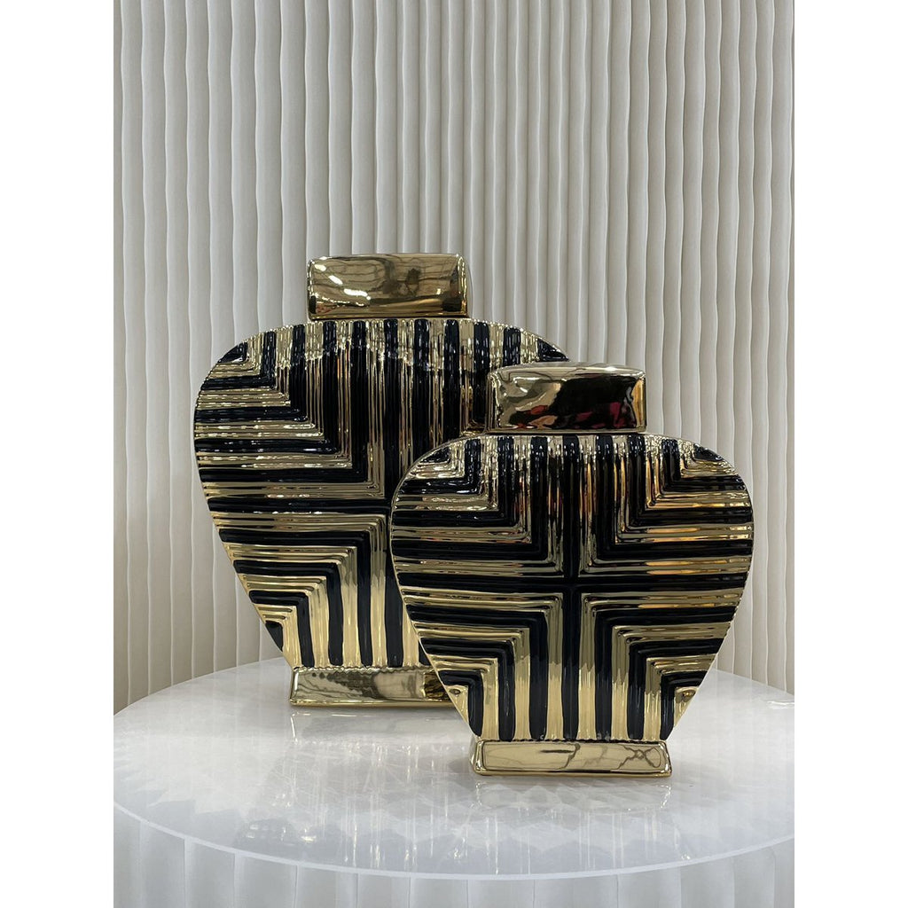 Prachtige gouden en zwarte kunstdecor geïnspireerde pot