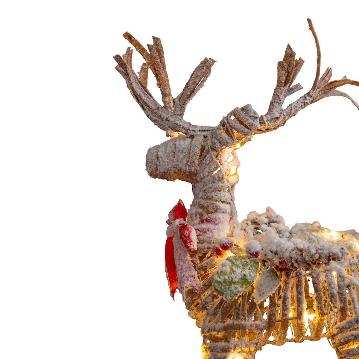 LED kerstdecoraties "rendier" gemaakt van weerbestendig plastic in de natuur, met stevig ingebouwde LED's